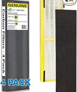 Guardian Technologies GermGuardian Air Purifier GENUINE Carbon Filter 4-Pack with Germ Guardian FLT4825 HEPA GENUINE Air Purifier Replacement Filter