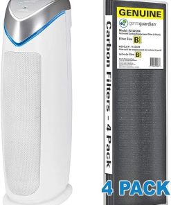 Germ Guardian HEPA Filter Air Purifier with UV Light Sanitizer with Guardian Technologies GermGuardian Air Purifier GENUINE Carbon Filter 4-Pack