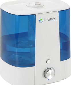 PureGuardian H1175WCA Ultrasonic Cool Mist Humidifier, 90 Hrs. Run Time, 1.5 Gal. Tank Capacity, 390 Sq. Ft. Coverage, Medium Rooms, Quiet, Filter Free, Silver Clean Treated Tank, Essential Oil Tray
