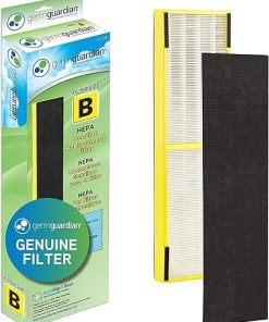 Guardian Technologies GermGuardian Air Purifier GENUINE Carbon Filter 4-Pack with Germ Guardian FLT4825 HEPA GENUINE Air Purifier Replacement Filter 2
