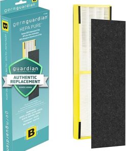 GermGuardian Filter B HEPA Pure Genuine Air Purifier Filter, Removes 99.97% of Pollutants, Wildfire Smoke, Odors, for AC4825, AC4300, AC4850, AC4880, AC4900, CDAP4500, AP2200, Black/Yellow, FLT4825