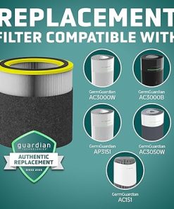 GermGuardian Filter V HEPA Pure Genuine Air Purifier Replacement Filter, Removes 99.97% of Pollutants, Wildfire Smoke, Odors, for Models AC3000W, AC3000B, AC3050, AP3151, AC151, Black/Yellow, FLT151 2