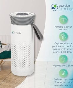 GermGuardian Portable Allergen Air Purifier for Small Spaces with USB Cable, Captures Dust, Pollens, Mold Spores, UV-C Light Helps Reduce Germs, 7” White, AC085 2