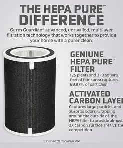 GermGuardian Filter O HEPA Pure Genuine Air Purifier Replacement Filter, Removes 99.97% of Pollutants, Wildfire Smoke, Odors, Mold Spores, for GermGuardian Air Purifier AC5109W, Black, FLT5100 2