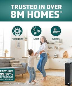 GermGuardian Air Purifier for Home with HEPA Pure Filter, for Wildfire Smoke, Pet Dander, Pollen, Odors, Large Rooms Up To 870 Sq. Ft., Removes 99.97% Pollutants, UV-C Light, 28″, AC5350B, Black 2