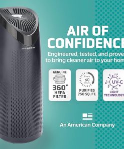 GermGuardian Air Purifier with HEPA Filter, Removes 99.97% of Pollutants, Covers Large Room up to 750 Sq. Foot Room in 1 Hr, UV-C Light Helps Reduce Germs, Zero Ozone Verified, 22″, Black, AC4625BDLX 2