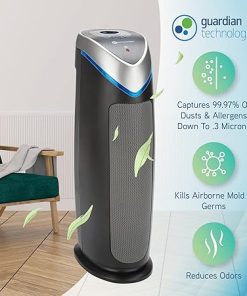 GermGuardian Air Purifier with HEPA Filter, 5-Speeds, Timer, Removes 99.97% of Pollutants, Covers Large Room up to 743 Sq. Foot Room in 1 Hr, UV-C Light Helps Reduce Germs, 22″, Gray, AC4870 2
