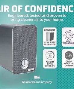 GermGuardian Air Purifier for Home with HEPA Filter, Removes 99.97% of Pollutants, Covers up to 375 Sq. Foot Room in 1 Hr, UV-C Light Helps Reduce Germs, Zero Ozone Verified, 11″, Silver, AC4100CA 2